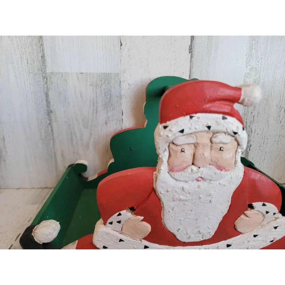 Vintage wooden Santa claus carrying box home decor xmas‎